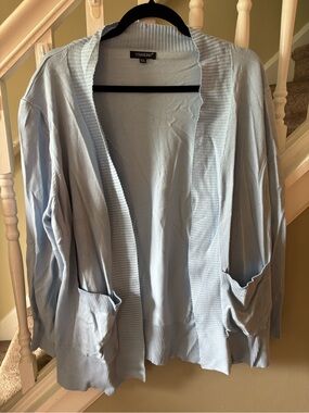 Light Blue Open Front Cardigan